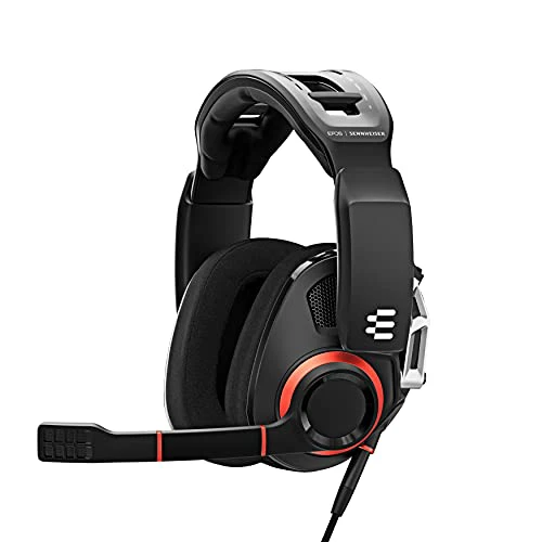 EPOS I SENNHEISER GSP 500 Wired Open Acoustic Gaming Headset, Noise-Cancelling Microphone, Adjustable Headband with Customizable Contact Pressure, Volume Control, PC + Mac + Xbox + PS4, Pro –Black/Red