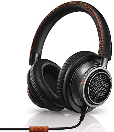 PHILIPS Fidelio L2 Over-Ear Premium Portable Headphones with in-line Mic, Noise Isolation, Hi-Res - Black/Orange (L2BO)