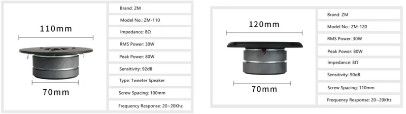 Car Silk Dome Tweeters 8 Omhs Tweeter Speaker Set Tweeters 4 Inch Car Audio Speaker