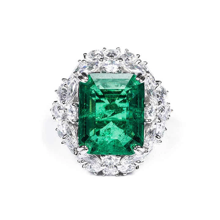 Green Emerald Cut Gemstone Ring Loose Gemstone Jewelry Elegant Diamond Design Green Elegance Fashion Ring