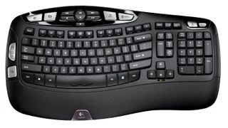 Logitech K350 ergonomic keyboard on white background