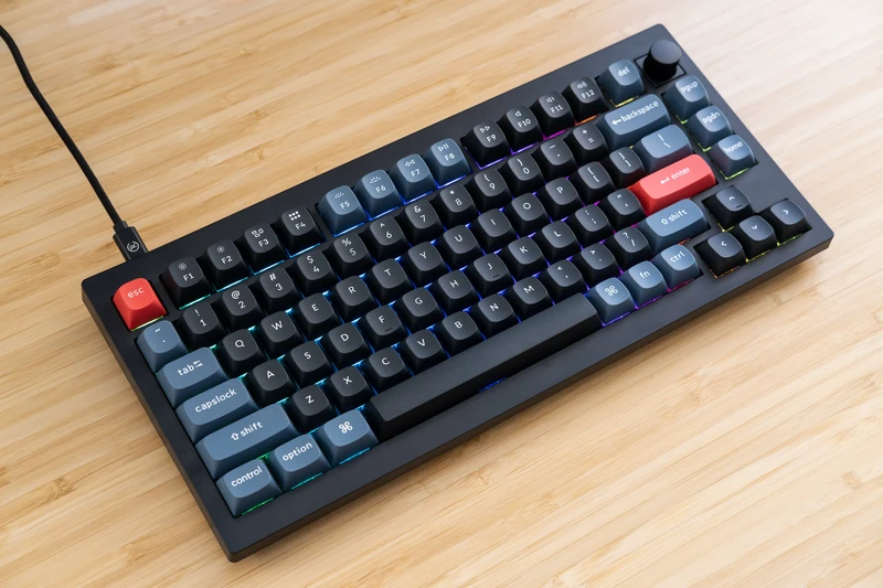 The Keychron V1 on a desk. 